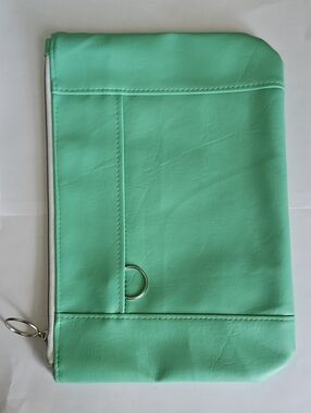 Mint-Tone Zip Clutch with Silver Ring Accent